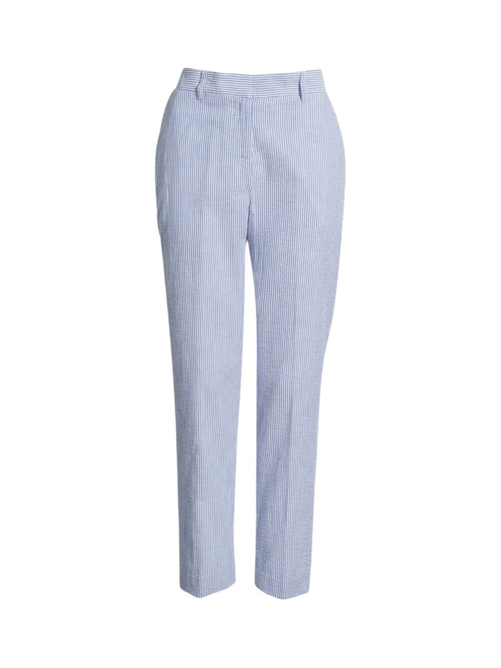Tahari ASL Seersucker Navy Ivory Straight leg Pants NWT Size 6